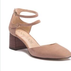 Sole Society Tan Block 3” Heel Pumps Light Academia Business Casual office 10